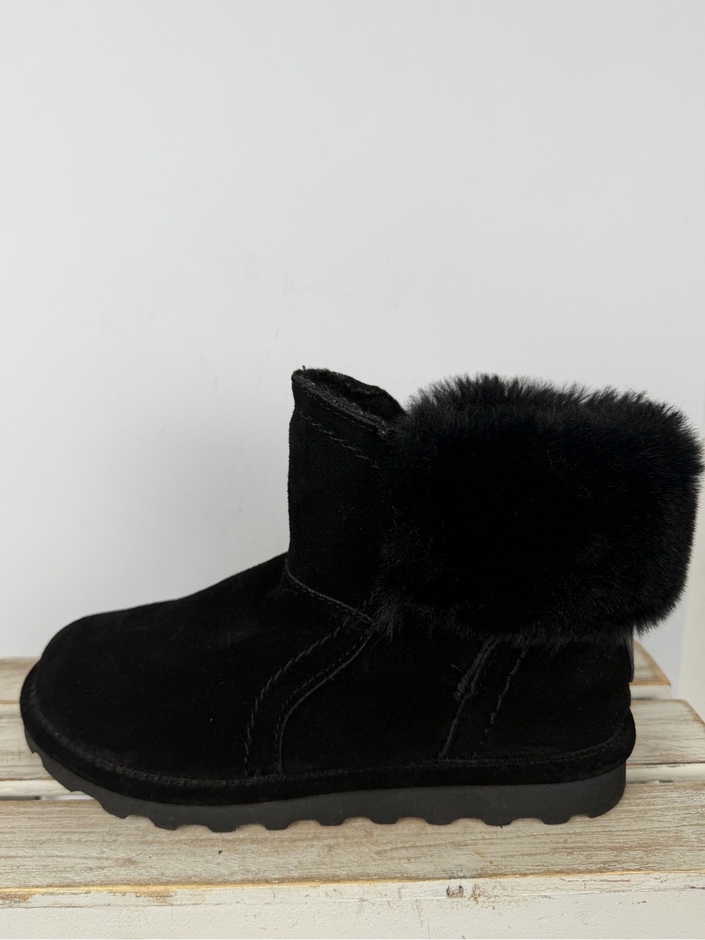 Bearpaw black Koko boot plush shearling collar wool and suede size 7 - Picture 7 of 14